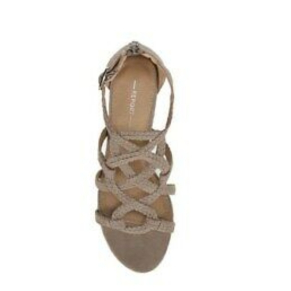 EUC Report Paula Women's Sandals Block Heel Taupe Size 8 - Picture 2 of 13